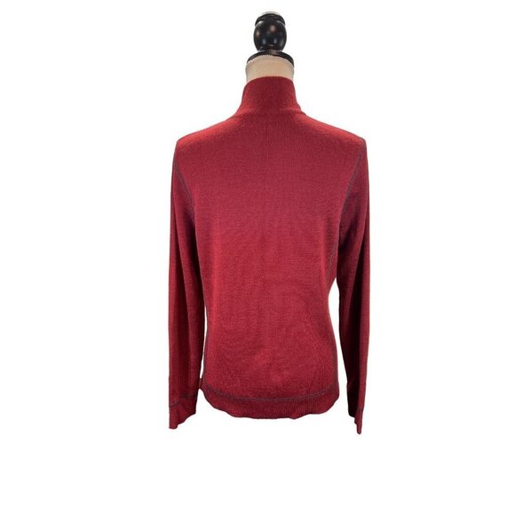 Eddie Bauer Sweater Womens L Red Nordic Fair Isle Zip Up Cardigan Wool Blend - Picture 3 of 7